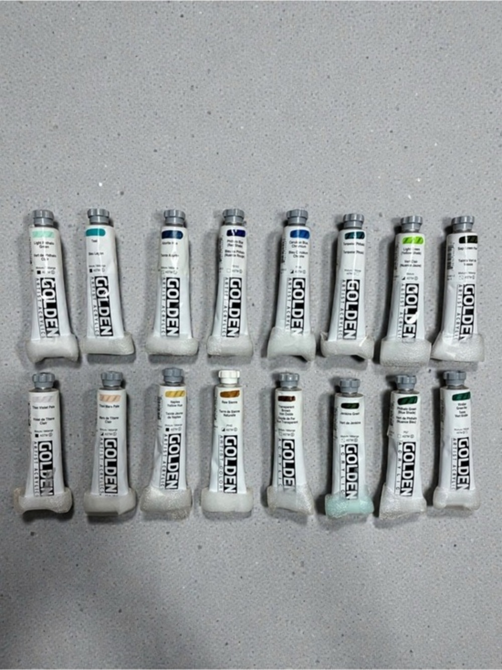 NEW Golden Artist Acrylic Paint Lot | 16 Tubes | Blues, Greens, Earth Tones